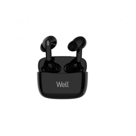 Casti audio wireless, Well, Bluetooth 5.0, Microfon, True Wireless Stereo, Carcasa magnetica, Negru
