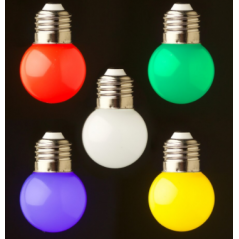 Set 5 becuri colorate pentru decor, Avide, LED, 1W, G45, E27, 30 lumeni ,Multicolor