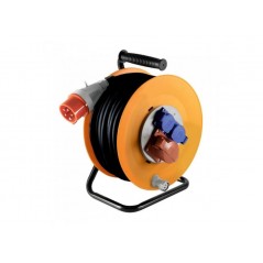 Derulator, 2 prize x 230V, 1 priza x 400V, cablu cauciucat Home HJR 400-25, lungime 25m
