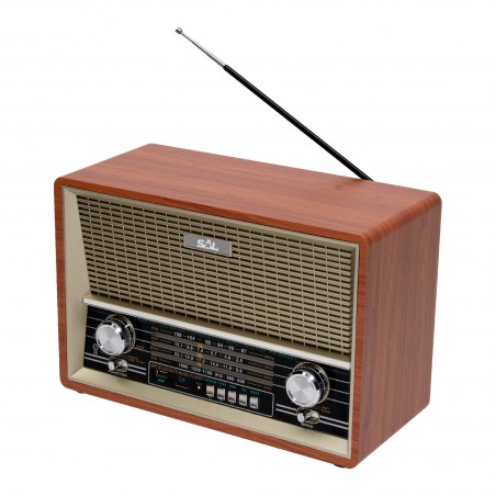 Radio portabil retro, Sal RRT 4B, 4 in 1, BT + MP3 + AUX + RADIO, 4 benzi, telecomanda