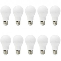 Set 10 becuri - Bec Led Braytron SMD, aluminiu+PBT, E27, 10W, 25000 de ore, lumina rece