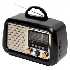 Radio portabil retro, Sal RRT 2B, MP3, SD, USB, Bluetooth, Aux,  3 benzi